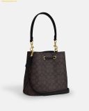  Túi Bucket Coach Rowan Bucket Bag In Signature Canvas Dark Brown 