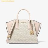  Túi Xách Michael Kors MK Avril Small Top-Zip Satchel 35F1G4VM2B Trắng Logo 