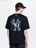  Áo Phông MLB Vintage Denim-like Monogram Big Lux Oversized Short Sleeve T-shirt New York Yankees Black 3ATSM0663-50BKS 