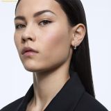  Bông Tai, Khuyên Tai SWAROVSKI Matrix hoop earrings White, Rhodium plated 