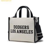  Túi Tote Vuông MLB Varsity Jacquard LA Dodgers 3AORS024N-07CRM Màu Trắng Xám 