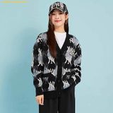  Áo Khoác Cardigan MLB Argyle Monogram New York Yankees - Màu Đen Xám 3AKCY0224-50BKS 