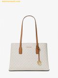 Túi Tote Michael Kors MK Ruthie Large Signature Logo Satchel Màu Trắng Logo 
