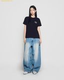  Áo Phông ADLV Woman Doodle Fuzzy Rabbit Short Sleeve T-Shirt Màu Đen 