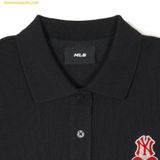  Áo Polo Crop MLB Women's Heart Crop Fit Collar T-Shirt NY (Black) 3FPQH0243-50BKS Đen 