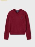  Áo Sweat Len WHOAU Steve Cable V-Neck Pull over Màu Đỏ 