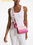  Túi Đeo Chéo Michael Kors Jet Set Small Ombre Straw Crossbody Bag with Case cho Apple Airpods Pro 3in1 - Hồng 
