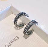  Bông Tai, Khuyên Tai Swarovski Matrix hoop earrings, Baguette cut, Gray, Ruthenium plated 5658650 