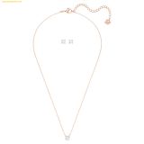  Bộ Trang Sức Dây Chuyền Và Bông Tai Swarovski Stilla Attract set Round cut, White, Rose gold-tone plated 5616233 