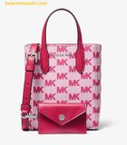  Túi Đeo Chéo Michael Kors MK Vincent Extra-Small Logo Jacquard Convertible Tote Bag With Card Case Màu Hồng 35T5S2VC0J 