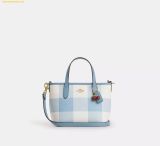  Túi Tote Mini Coach City Mini Tote Bag With Gingham Print And Charm Blue Multi CEU32 