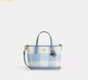 Túi Tote Mini Coach City Mini Tote Bag With Gingham Print And Charm Blue Multi CEU32