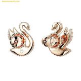 Bông Tai, Khuyên Tai Swarovski Iconic Swan Stud Earrings Swan Green Rose Gold Tone Plated 5650063 
