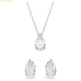  Bộ Dây Chuyền Và Lắc Tay Swarovski Stilla Attract set Pear cut, White, Rhodium plated 5569174 