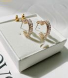 Bông Tai, Khuyên Tai Swarovski Matrix hoop earrings Baguette cut, Heart, Small, White, 18k gold plated 