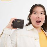  Ví Gập Coach Snap Wallet In Signature Canvas CW789 Đen Logo 