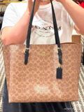  Túi Tote Coach Mollie Tote Bag In Signature Canvas CV967 Nâu Nhạt 