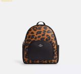  Balo Coach Court Backpack With Signature Canvas And Leopard Print CN764 
