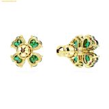  Bông Tai, Khuyên Tai Swarovski Idyllia stud earrings Clover, Green, Gold-tone plated 