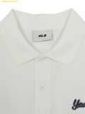  Áo Polo MLB Varsity Small Cursive Oversized Collared T-shirt New York Yankees - 3APQV0163-50IVS Ivory 