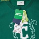  Áo Crop MLB Women's Varsity Sports Semi-Crop Short Sleeve T-shirt CLE (Green) 3FTSV0443-45GNS 