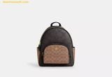  Balo Coach Court Backpack In Blocked Signature Canvas Nâu Logo 