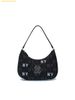 Túi Đeo Vai MLB Hip Monogram JQD Denim Hobo Bag New York Yankees Black