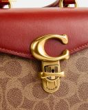  Túi Xách Coach Sammy Top Handle 21 In Signature Canvas Nâu Logo 