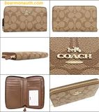  Ví Dài Coach Medium Zip Around Signature Coated Canvas Wallet F88913 Khaki 