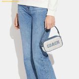  Túi Cầm Tay Coach Jamie Wristlet In Signature Canvas With Varsity Motif Màu Trắng Xanh C8851 