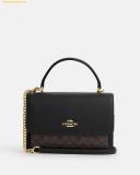  Túi Xách Coach Klare Top Handle Bag In Signature Canvas Đen Logo Size 26 CY687 