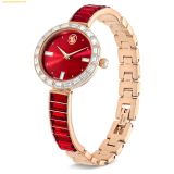  Đồng Hồ Swarovski Matrix bangle watch Swiss Made, Crystal bracelet, Red, Rose gold-tone finish 5690811 