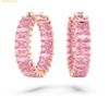  Bông Tai, Khuyên Tai Swarovski Matrix hoop earrings Baguette cut, Pink, Rose gold-tone plated SKU 5657726 