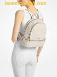  Balo Michael Kors Rhea Medium Signature Logo Backpack 35S5GRAB2B Trắng Logo 