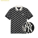  Áo Polo MLB Classic Monogram Full-Panel Pattern Collar T-Shirt NY (Black) 3APQM0443-50BKS 