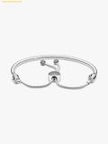  Vòng Tay, Lắc Tay PANDORA Moments Pavé Heart Clasp Snake Chain Slider Bracelet 