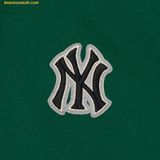  Áo Khoác Bomber MLB Basic Medium Logo Wool Varsity Jacket NY (Mg.Green) 3AJPB0131-50GNM Tay Da 
