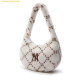  Túi Lông Đeo Vai MLB Dia Monogram Fur Hobo Bag New York Yankees D.Cream 3ABQM0836-50CRD 