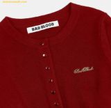  Áo Khoác Cardigan BADBLOOD Pure Classic Button-Up Round Cardigan  - Red w-cdg24-045 Đỏ 
