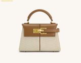  Túi Xách JW PEI Elise Top Handle Bag - Brown Canvas 