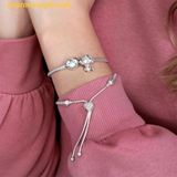  Vòng Tay, Lắc Tay PANDORA Moments Pavé Heart Clasp Snake Chain Slider Bracelet 
