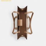  Túi Tote Coach Maggie Tote Bag In Blocked Signature Canvas Sand CY677 