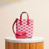  Túi Đeo Chéo Michael Kors MK Vincent Extra-Small Logo Jacquard Convertible Tote Bag With Card Case Màu Hồng 35T5S2VC0J 