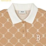  Áo Polo MLB Women's Diamond Monogram Jacquard Collar T-Shirt BOS (L.Camel) 3FPQM0243-43CAL 