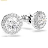  Bông Tai Swarovski Una Angelic stud earrings Round cut, Pavé, White, Rhodium plated 5636269 