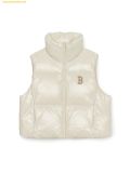  Áo Khoác Phao Ghile MLB Women's Basic Glossy Crop Padded Vest BOS (D.Cream) 3FDVB2046-43CRD Trắng 