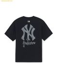  Áo Phông MLB Basic Simple Street Logo Oversized Short Sleeve T-shirt New York Yankees 3ATSB0463-50BKS Black 