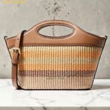  Túi Tote Michael Kors Small striped woven Tatum shoulder bag Radiant Marbled Orange 35S6GTAC1W 