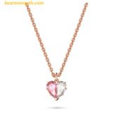  Dây Chuyền, Bông Tai Swarovski Gema 520 Pendant Heart, Pink, Rose Gold-Tone Plated set (Bộ Trang Sức) 