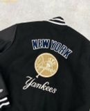  Áo Khoác Bomber New Era Varsity Jacket New York Yankees Đen (Tay Da) 